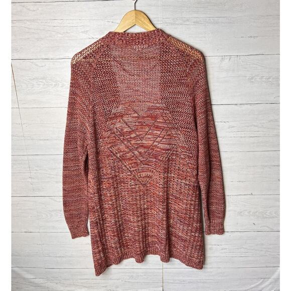 Roxy Sweater Womens Size Large Heathered Rose Pink Open Cardigan 100% Cotton - Picture 10 of 16